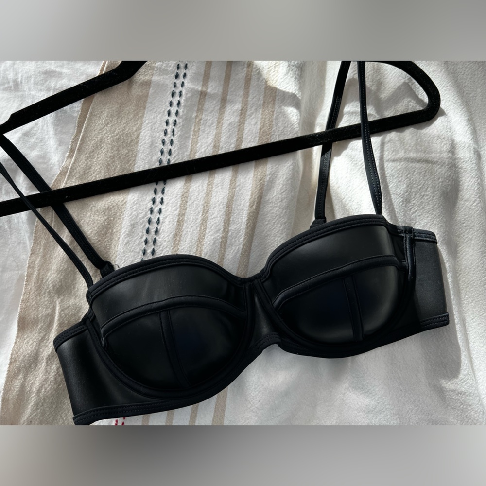 Leather look bikini top
